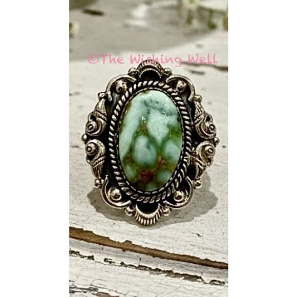 Palomino Turquoise (Varisvite) Victorian Style Oval Ring 6-10 - Picture 5 of 7